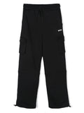 Cargo per bambino MSGM Kids Mission nero con stampa logo laterale – Accessorio premium elegante