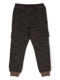 Pantaloni da tuta per bambino Moschino Kids marrone con logo intarsiato – Accessorio premium elegante