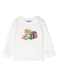 T-shirt per neonati Moschino Kids bianco con stampa Teddy Bear – Accessorio premium elegante