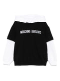 Felpa con cappuccio per bambino Moschino Kids nero con logo sul petto – Accessorio premium elegante