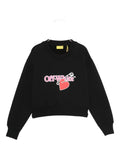 Felpa per bambina Off-White Kids nero con logo sul davanti – Accessorio premium elegante