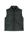 Gilet imbottito con distintivo bussola per bambino Stone Island Junior verde con collo alto – Accessorio premium elegante