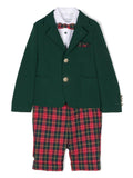 Set con shorts a quadri per bambino Colorichiari verde con dettaglio tasca finta – Accessorio premium elegante