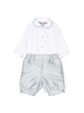 Set in raso per neonato La Stupenderia bianco con colletto classico – Accessorio premium elegante