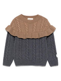 Maglione per bambina Douuod Kids marrone e grigio a trecce – Accessorio premium elegante