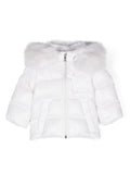 Piumino K2F per neonato Moncler Enfant bianco con cappuccio rimovibile – Accessorio premium elegante