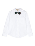 Camicia per bambino Stella McCartney Kids bianco con applicazione a pois con papillon – Accessorio premium elegante
