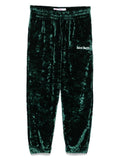 Pantaloni con velluto stropicciato per bambina MC2 Saint Barth Kids verde con gamba dritta – Accessorio premium elegante