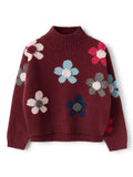 Maglione a fiori per bambina Il Gufo rosso con dettaglio con pompon – Accessorio premium elegante