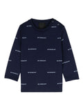 T shirt per neonati blu con logo Givenchy bianco stampato in all-over con font dritto – Accessorio premium elegante