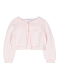 Cardigan per neonata Monnalisa rosa con applicazione con logo di strass – Accessorio premium elegante