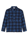 Camicia con motivo tartan per bambino MSGM Kids blu con colletto alla francese – Accessorio premium elegante