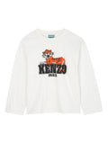 T-shirt per bambino Kenzo Kids bianco con stampa Tiger – Accessorio premium elegante