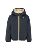 Giacca per bambino K Way Kids blu con cappuccio e fodera in pile – Accessorio premium elegante
