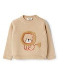 Maglione per neonato Il Gufo beige con ricamo leone lavorato a maglia – Accessorio premium elegante