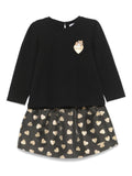Set gonna con ricamo per neonata Moschino Kids nero con girocollo – Accessorio premium elegante