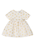 Abito per neonata Moschino Kids bianco con stampa a cuori oro – Accessorio premium elegante