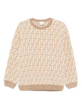 Maglione per bambino Fendi Kids beige con stampa FF all-over – Accessorio premium elegante