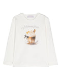 T-shirt per bambina Monnalisa Chocolate Cup bianco con stampa grafica – Accessorio premium elegante
