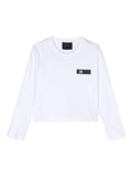 T-shirt con stampa logo per bambino Il Gufo bianco con spacchi laterali corti – Accessorio premium elegante