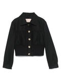 Bomber crop per bambina Elisabetta Franchi La Mia Bambina nero con bottoni color oro – Accessorio premium elegante