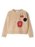 Maglione per bambina Il Gufo beige con motivo a intarsi – Accessorio premium elegante