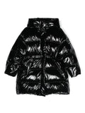 Piumino lungo per bambina Monnalisa nero con orli elasticizzati – Accessorio premium elegante