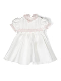 Abito con fiocco per neonata La Stupenderia bianco con pannelli in tulle – Accessorio premium elegante