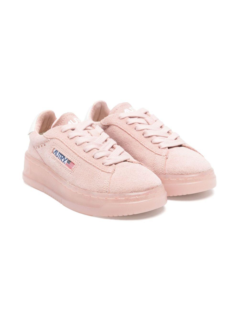 Sneakers per bambina Autry Kids Dallas rosa con rinforzo sul tallone a contrasto con logo
