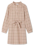 Abito a quadri per bambina Bonpoint marrone con orlo dritto – Accessorio premium elegante