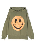 Felpa con stampa x Smiley per bambino Palm Angels Kids verde con trama jersey – Accessorio premium elegante