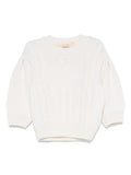 Maglione in lana merino per bambina Elisabetta Franchi La Mia Bambina bianco con logo intarsiato – Accessorio premium elegante