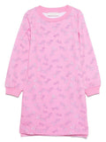 Abito con stampa logo Barbie per bambina Monnalisa rosa con girocollo a coste – Accessorio premium elegante