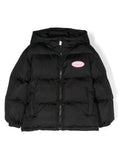 Piumino con applicazione per bambina Off-White Kids nero con orli elasticizzati – Accessorio premium elegante