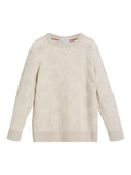 Maglione lavorato a maglia per bambino Brunello Cucinelli Kids bianco con intarsio fantasia – Accessorio premium elegante