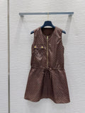 LV 25 Elegant Vest Dress Brown Polyester – Accessorio premium elegante