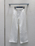 LV 25S Metal Pants Zipper Pants White Cotton – Accessorio premium elegante