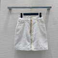 LV 25S Monograw Jacquard Fabric Skirt White Cotton – Accessorio premium elegante