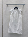 LV 25S Back Zipper Cute Vest  Dress White Cotton – Accessorio premium elegante