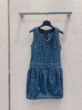 LV 25 Both Muscular Soft Denim Vest Dress Blue Cotton – Accessorio premium elegante