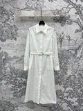 LV 25 Splicing Perspective Jacquard Monogram Sleeve Dress White Cotton – Accessorio premium elegante
