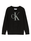 Maglia per bambino Calvin Klein Kids nero in misto cotone con logo intarsiato – Accessorio premium elegante