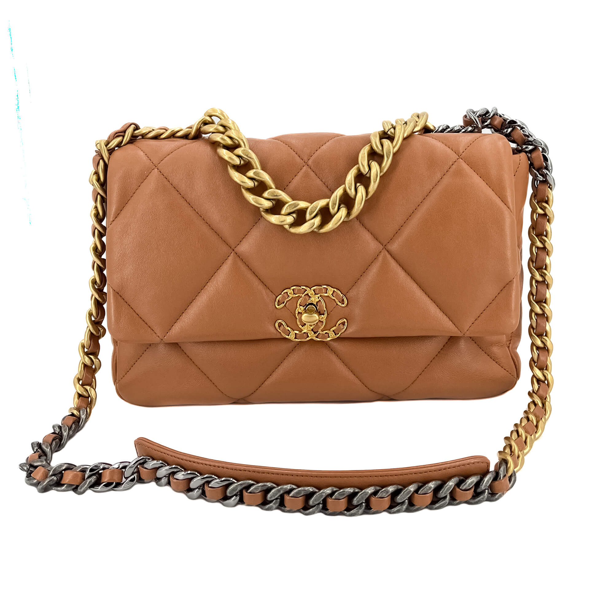 Chanel 19 Large Caramel Leather 2-Way Flap Bag – Accessorio premium elegante