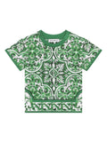 T-shirt con stampa maioliche per neonato Dolce & Gabbana Kids verde con girocollo – Accessorio premium elegante