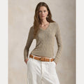 CABLE-KNIT COTTON V-NECK SWEATER – Accessorio premium elegante