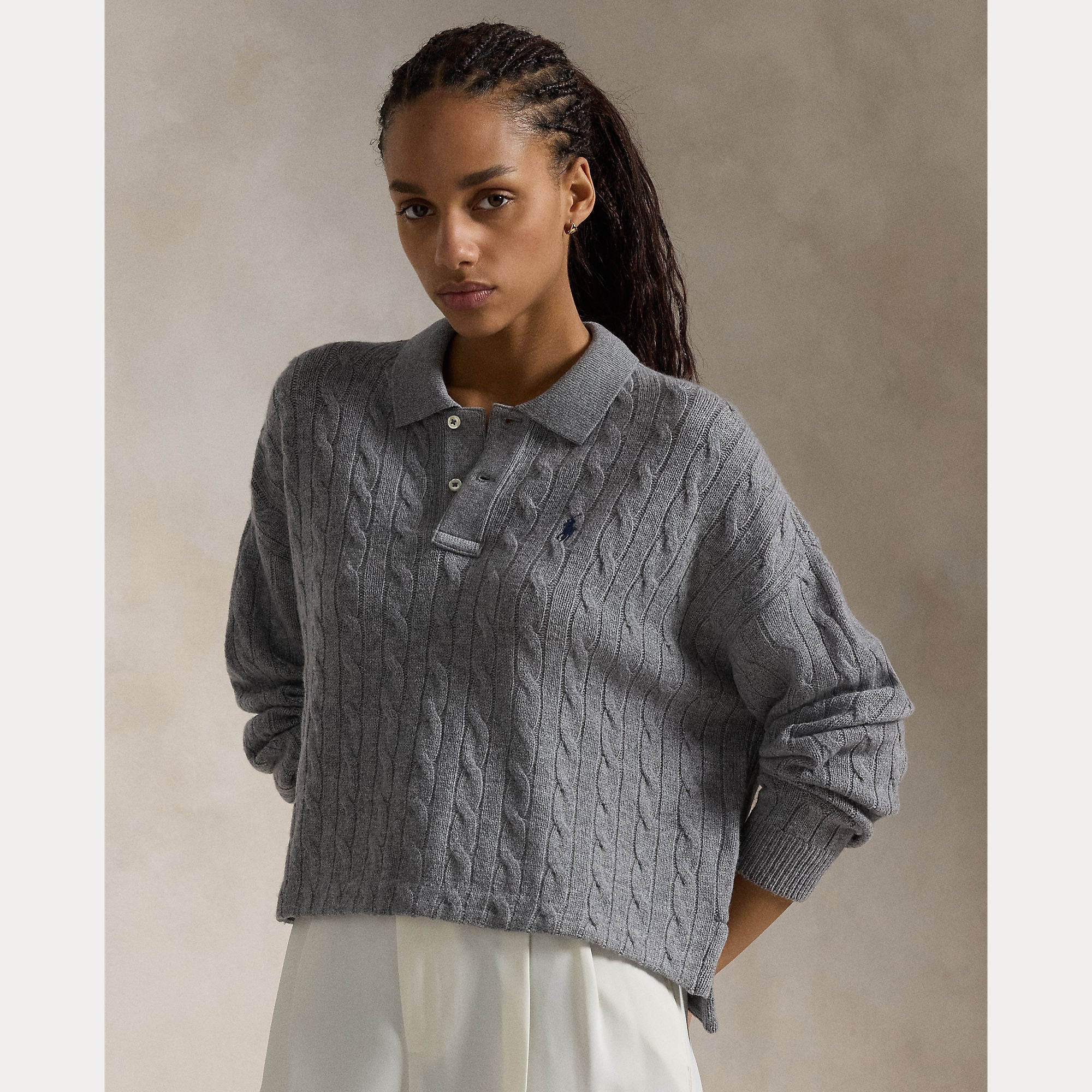 CABLE WOOL-CASHMERE POLO SHIRT – Accessorio premium elegante