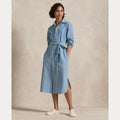 COTTON CHAMBRAY BELTED SHIRTDRESS – Accessorio premium elegante