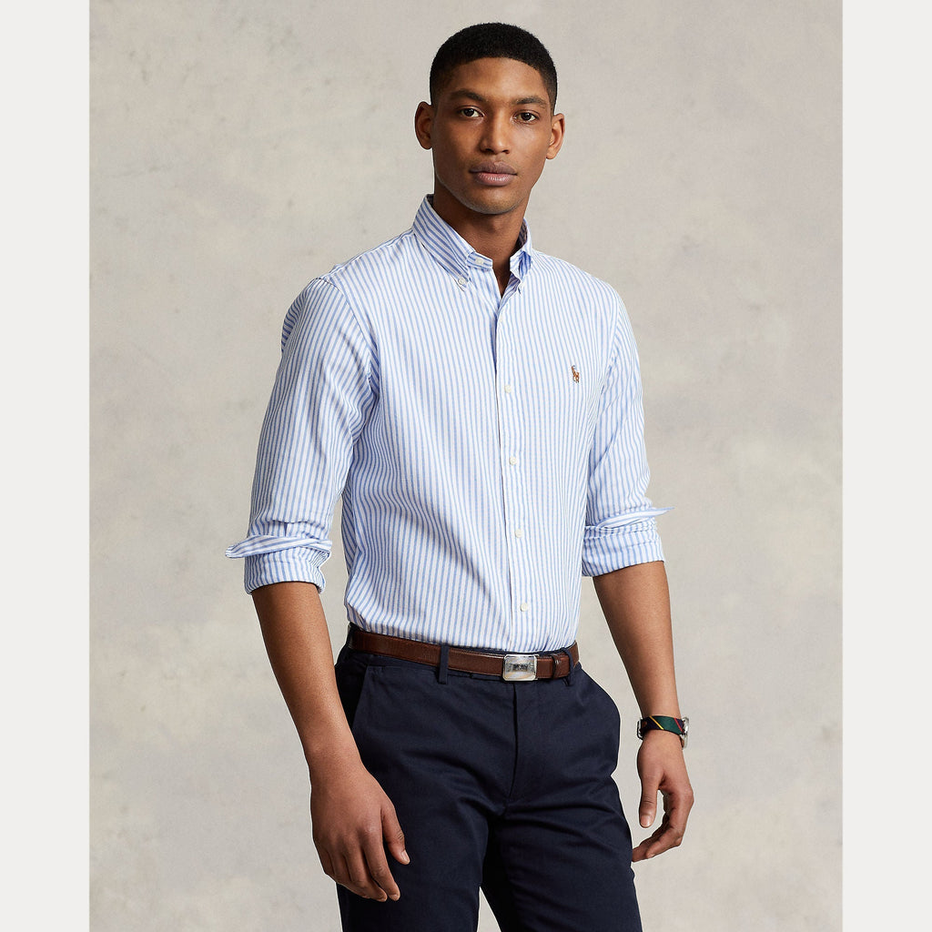 CUSTOM FIT STRIPED STRETCH OXFORD SHIRT – Accessorio premium elegante
