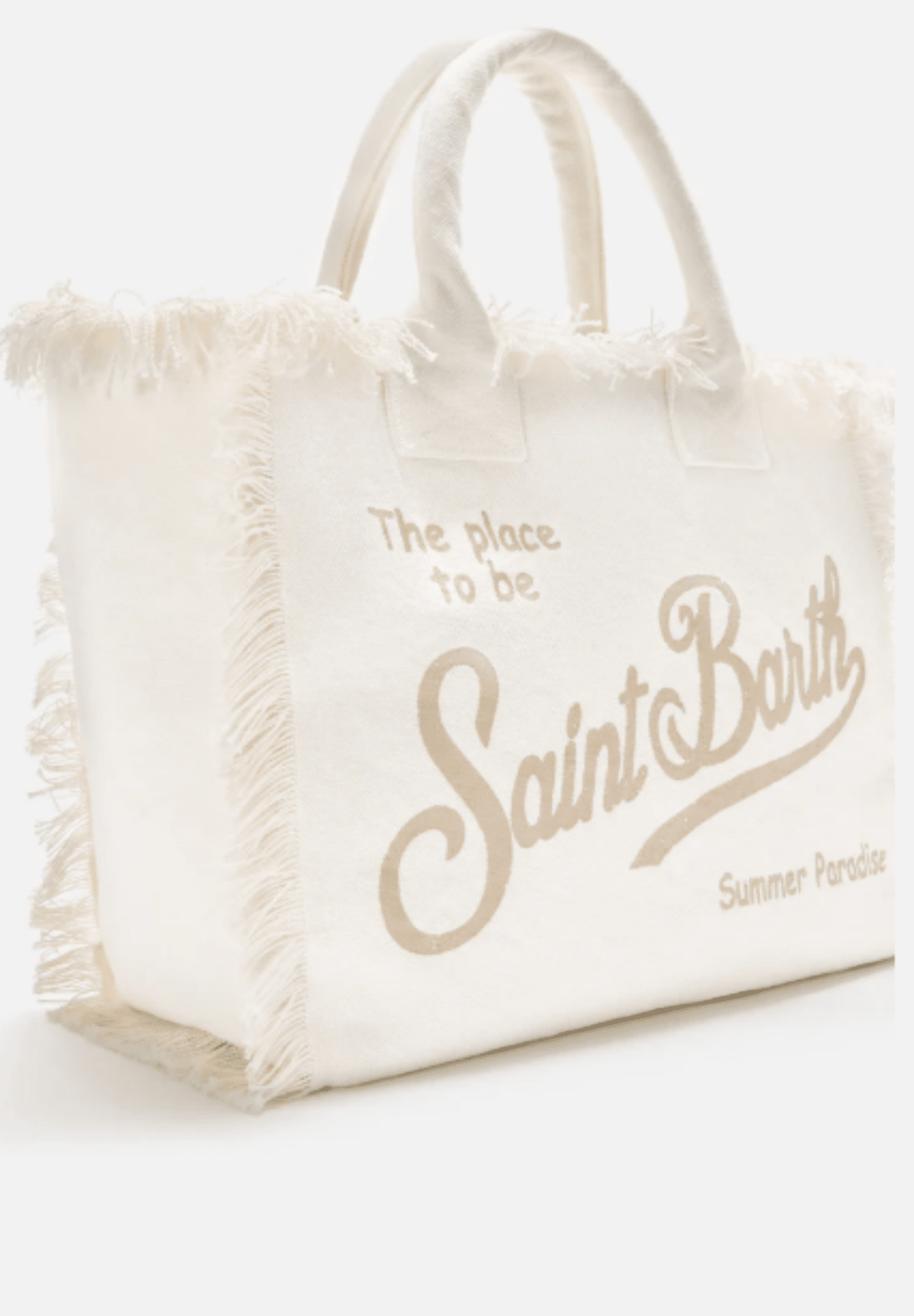 Borsa Vanity in canvas panna con logo beige
