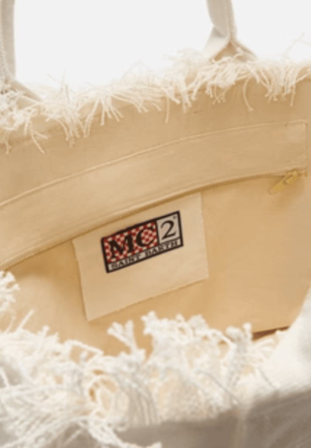 Borsa Vanity in canvas panna con logo beige